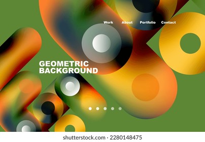 Circles and round shapes landing page abstract geometric background. Web page for website or mobile app wallpaper