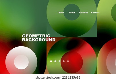 Circles and round shapes landing page abstract geometric background. Web page for website or mobile app wallpaper