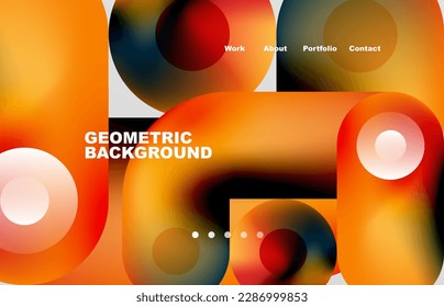 Circles and round shapes landing page abstract geometric background. Web page for website or mobile app wallpaper