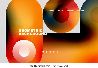 Circles and round shapes landing page abstract geometric background. Web page for website or mobile app wallpaper