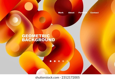 Circles and round shapes landing page abstract geometric background. Web page for website or mobile app wallpaper