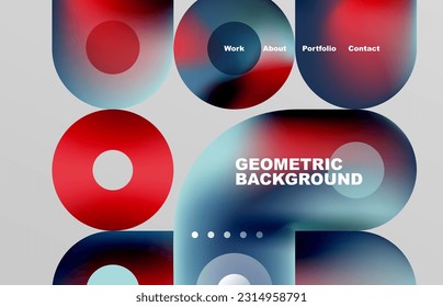 Circles and round shapes landing page abstract geometric background. Web page for website or mobile app wallpaper