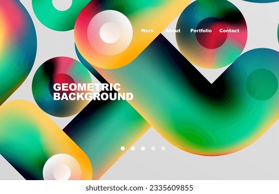 Circles and round shapes landing page abstract geometric background. Web page for website or mobile app wallpaper