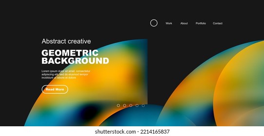 Circles, round shapes and lines with fluid gradients abstract background. Vector illustration for wallpaper, banner, background, leaflet, catalog, cover, flyer
