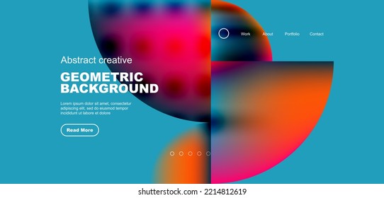 Círculos, formas redondeadas y líneas con gradientes de fluido de fondo abstracto. Ilustración vectorial de papel tapiz, banner, fondo, folleto, catálogo, cubierta, volante