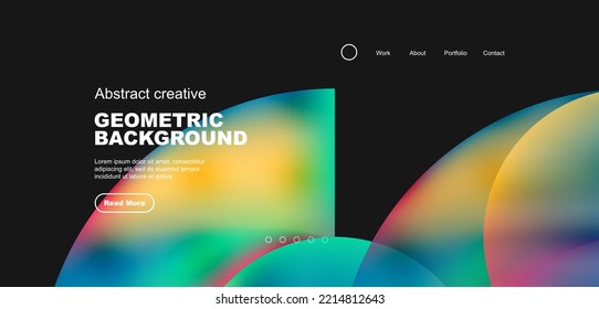 Circles, round shapes and lines with fluid gradients abstract background. Vector illustration for wallpaper, banner, background, leaflet, catalog, cover, flyer
