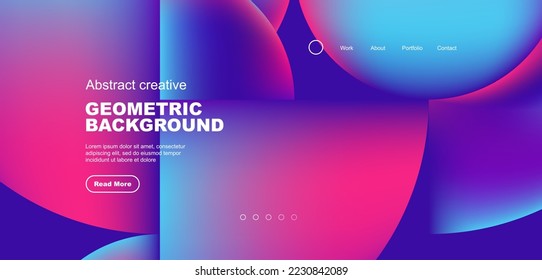 Círculos, formas redondeadas y líneas con gradientes de fluido de fondo abstracto. Ilustración vectorial de papel tapiz, banner, fondo, folleto, catálogo, cubierta, volante