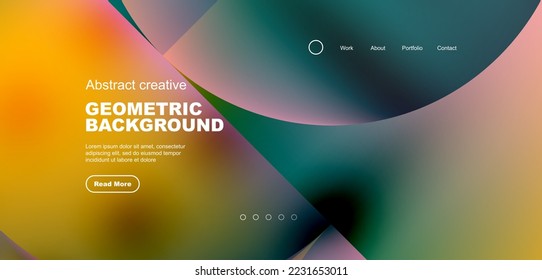 Círculos, formas redondeadas y líneas con gradientes de fluido de fondo abstracto. Ilustración vectorial de papel tapiz, banner, fondo, folleto, catálogo, cubierta, volante