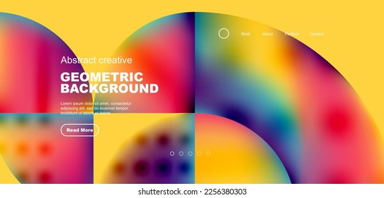 Circles, round shapes and lines with fluid gradients abstract background. Vector illustration for wallpaper, banner, background, leaflet, catalog, cover, flyer