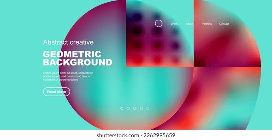 Circles, round shapes and lines with fluid gradients abstract background. Vector illustration for wallpaper, banner, background, leaflet, catalog, cover, flyer