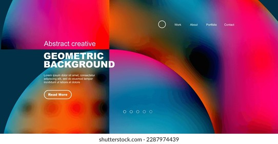 Circles, round shapes and lines with fluid gradients abstract background. Vector illustration for wallpaper, banner, background, leaflet, catalog, cover, flyer
