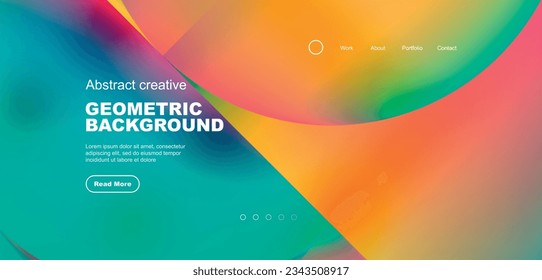 Círculos, formas redondeadas y líneas con gradientes de fluido de fondo abstracto. Ilustración vectorial de papel tapiz, banner, fondo, folleto, catálogo, cubierta, volante