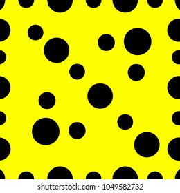 Circles scatter glitter geometry yellow abstract background textured and black spots concept