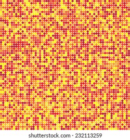 Circles seamless pattern. Abstract geometric background of yellow, red, orange small circles.