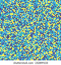 Circles seamless pattern. Abstract geometric background of yellow, light blue, blue small circles.