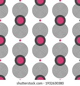 Patrón sin fisuras de los círculos. Fondo geométrico abstracto con círculos. Textura repetitiva. Ilustración vectorial de formas geométricas lineales. Ornamento moderno. Diseño textil, papel, papel pintado, tela.
