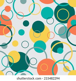 Circles seamless pattern. Retro colors. Abstract geometric background.