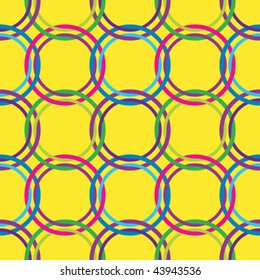 circles seamless pattern in retro colors, abstract art illustration