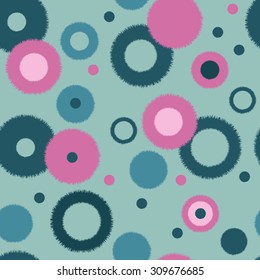 Circles seamless pattern with tribal, are arranged randomly, in different sizes dots. Vector illustration