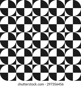 Circles seamless pattern vector, abstract geometric monochrome background, vector illustration