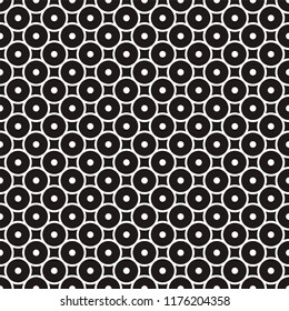 Circles seamless pattern. Wrapper vintage. Endless decorative linear round texture. Vector illustration for your design. Black white versions.