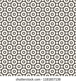 Circles seamless pattern. Wrapper vintage. Endless decorative linear round texture. Vector illustration for your design. Black white versions.