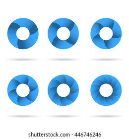 Circles segmented into parts set, 2d vector icons isolated on white background, eps 10