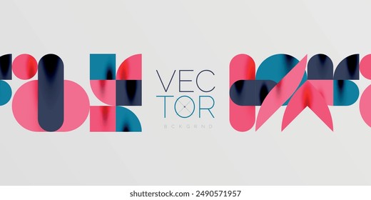 Circles, semi circles, squares and round shapes mosaic techno art. Vector Illustration For Wallpaper, Banner, Background, Card, Book Illustration, landing page