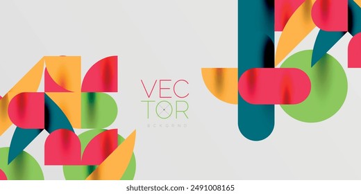 Circles, semi circles, squares and round shapes mosaic techno art. Vector Illustration For Wallpaper, Banner, Background, Card, Book Illustration, landing page