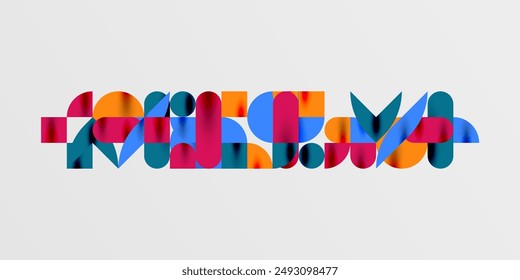 Circles, semi circles, squares and round shapes mosaic techno art. Vector Illustration For Wallpaper, Banner, Background, Card, Book Illustration, landing page