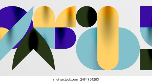 Circles, semi circles, squares and round shapes mosaic techno art. Vector Illustration For Wallpaper, Banner, Background, Card, Book Illustration, landing page