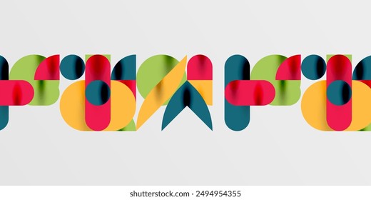 Circles, semi circles, squares and round shapes mosaic techno art. Vector Illustration For Wallpaper, Banner, Background, Card, Book Illustration, landing page