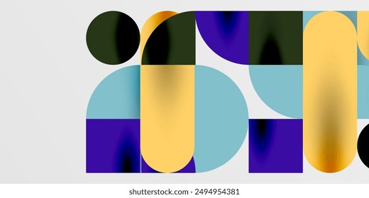 Circles, semi circles, squares and round shapes mosaic techno art. Vector Illustration For Wallpaper, Banner, Background, Card, Book Illustration, landing page