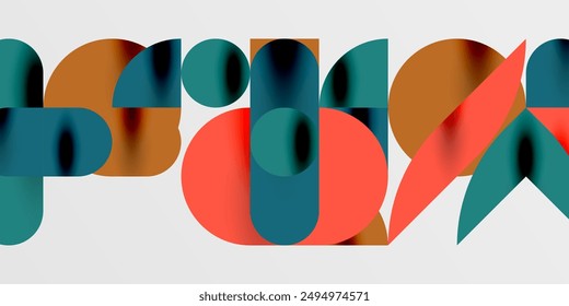 Circles, semi circles, squares and round shapes mosaic techno art. Vector Illustration For Wallpaper, Banner, Background, Card, Book Illustration, landing page