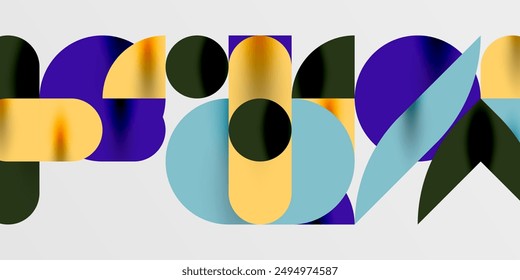 Círculos, semicírculos, cuadrados y Formas redondas arte techno mosaico. Ilustración vectorial Para Fondo de pantalla, Anuncio, Fondo, Tarjeta, Ilustración de libro, página de destino