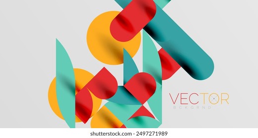 Circles, semi circles, squares and round shapes mosaic techno art. Vector Illustration For Wallpaper, Banner, Background, Card, Book Illustration, landing page