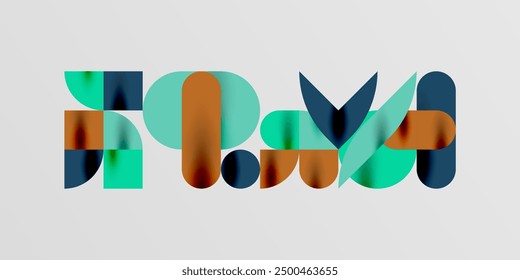 Circles, semi circles, squares and round shapes mosaic techno art. Vector Illustration For Wallpaper, Banner, Background, Card, Book Illustration, landing page