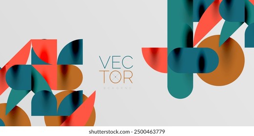 Circles, semi circles, squares and round shapes mosaic techno art. Vector Illustration For Wallpaper, Banner, Background, Card, Book Illustration, landing page