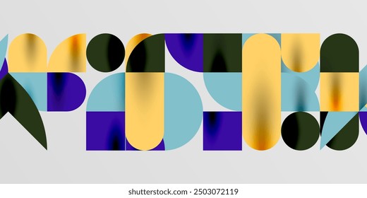 Circles, semi circles, squares and round shapes mosaic techno art. Vector Illustration For Wallpaper, Banner, Background, Card, Book Illustration, landing page