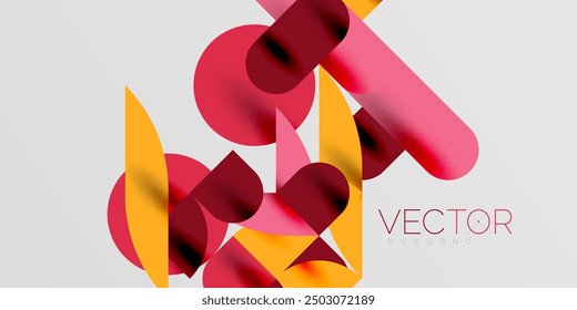 Circles, semi circles, squares and round shapes mosaic techno art. Vector Illustration For Wallpaper, Banner, Background, Card, Book Illustration, landing page