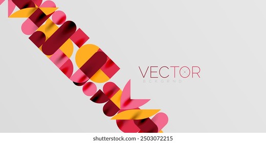 Circles, semi circles, squares and round shapes mosaic techno art. Vector Illustration For Wallpaper, Banner, Background, Card, Book Illustration, landing page