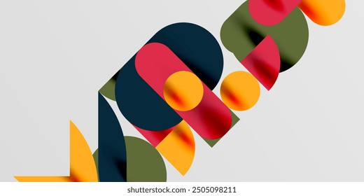 Circles, semi circles, squares and round shapes mosaic techno art. Vector Illustration For Wallpaper, Banner, Background, Card, Book Illustration, landing page