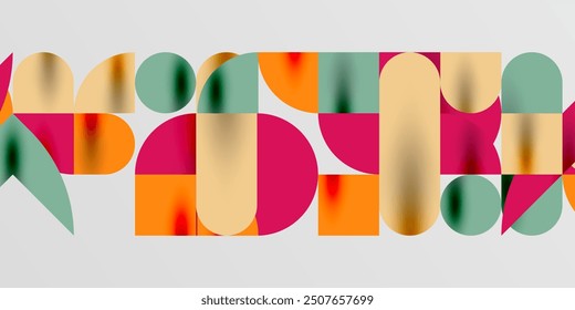 Circles, semi circles, squares and round shapes mosaic techno art. Vector Illustration For Wallpaper, Banner, Background, Card, Book Illustration, landing page