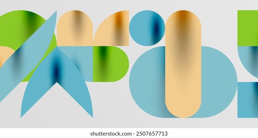 Círculos, semicírculos, cuadrados y Formas redondas mosaico techno arte. Ilustración vectorial para Fondo de pantalla, Anuncio, fondo, tarjeta, ilustración de libro, página de destino