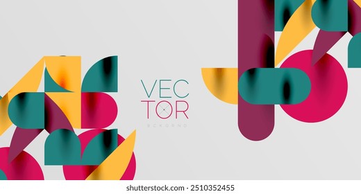 Circles, semi circles, squares and round shapes mosaic techno art. Vector Illustration For Wallpaper, Banner, Background, Card, Book Illustration, landing page