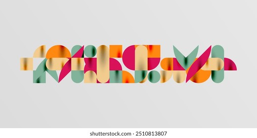 Circles, semi circles, squares and round shapes mosaic techno art. Vector Illustration For Wallpaper, Banner, Background, Card, Book Illustration, landing page