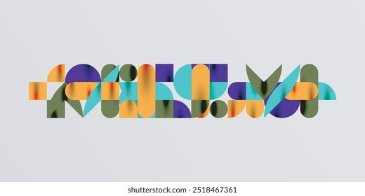 Circles, semi circles, squares and round shapes mosaic techno art. Vector Illustration For Wallpaper, Banner, Background, Card, Book Illustration, landing page