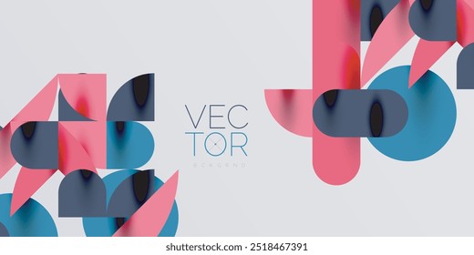 Circles, semi circles, squares and round shapes mosaic techno art. Vector Illustration For Wallpaper, Banner, Background, Card, Book Illustration, landing page