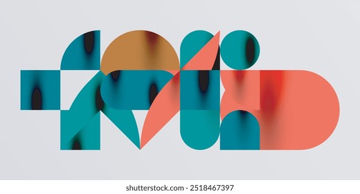 Kreise, Halbkreise, Quadrate und runde Formen Mosaik Techno Kunst. Vektorgrafik für Wallpaper, Banner, Hintergrund, Karte, Book Illustration, Landing Page