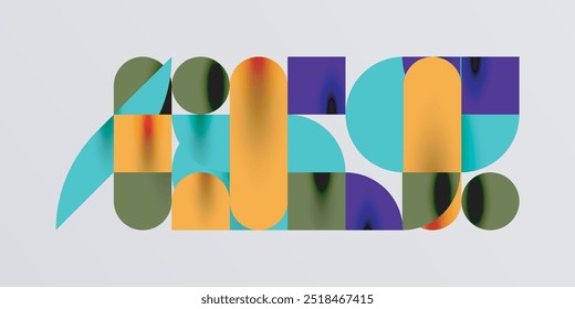 Circles, semi circles, squares and round shapes mosaic techno art. Vector Illustration For Wallpaper, Banner, Background, Card, Book Illustration, landing page